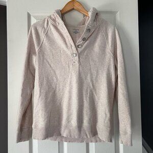 Sonoma Lifestyle Hoodie Womens M Beige Oatmeal Button Front Pullover Sweatshirt